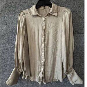 Free people silky Beige Button-Up Shirt